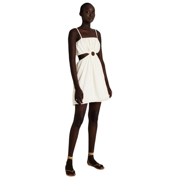 ANTHROPOLOGIE FAITHFULL THE BRAND Linen Cutout Mini Dress Shell Festival M 8 - Picture 7 of 7